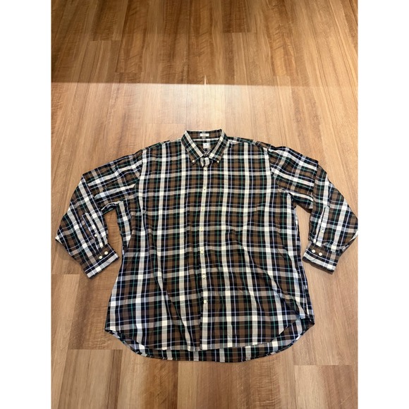 Peter Millar Other - Peter Millar Button Down Shirt Mens XXL Brown Plaid Long Sleeve Cotton